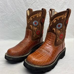 Women’s Brown Embroidered Western Work Boots